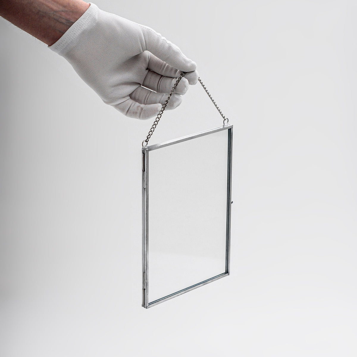8x6" Floating Glass Frame Silver Wall Hanging Photo Picture Double Bilderrahmen Vertical Pretty Perfect For Pressed Flower Arrangement
