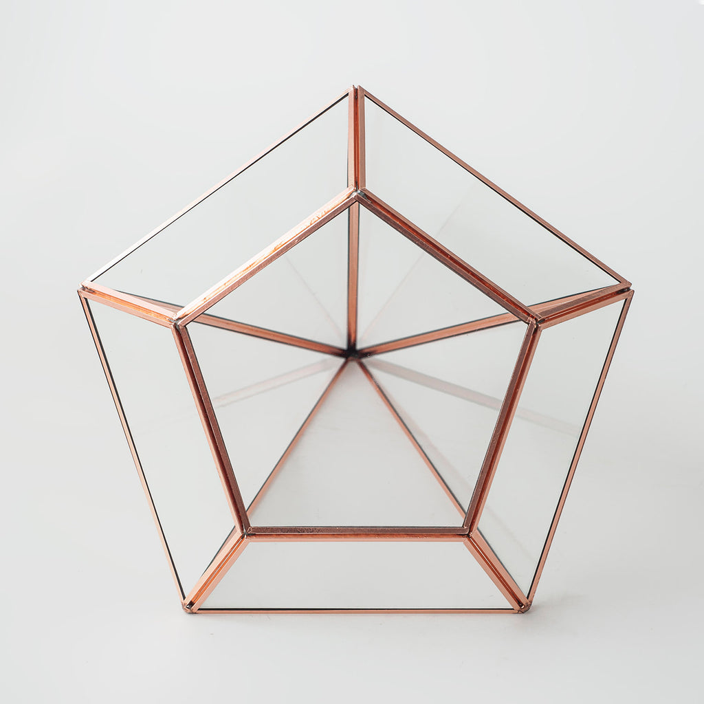 10x8x8" Copper Rose Terrarium Containers Geometric Glass Large Plants Door Garden Succulents Wedding Decor Christmas Gift El Crea Designs