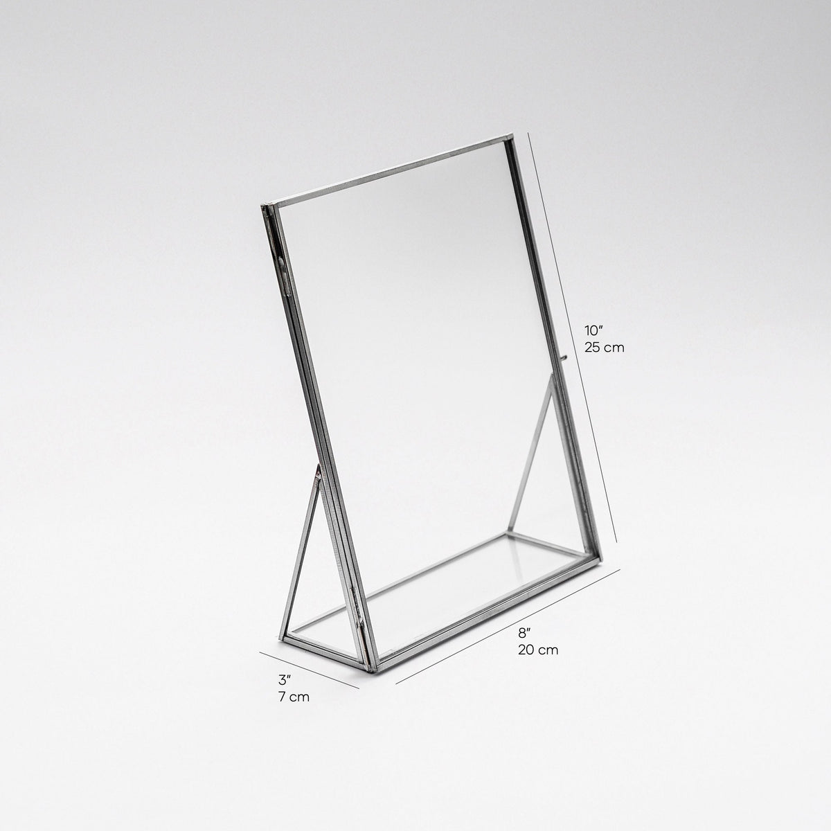 10x8" Floating Glass Frame Silver Desktop Photo Picture Double Tabletop Bilderrahmen Vertical Pretty Perfect For Pressed Flower Arrangement