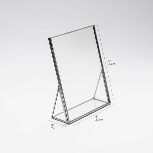 10x8" Floating Glass Frame Silver Desktop Photo Picture Double Tabletop Bilderrahmen Vertical Pretty Perfect For Pressed Flower Arrangement