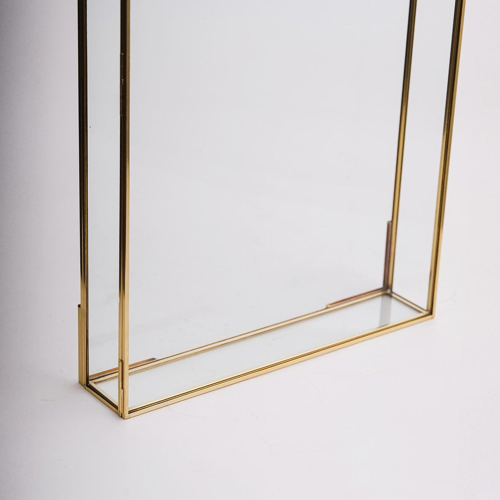 12x20x2 inch | Jewelry Display Showcase | Wall Hanging | Glass Box | Brass | Gold