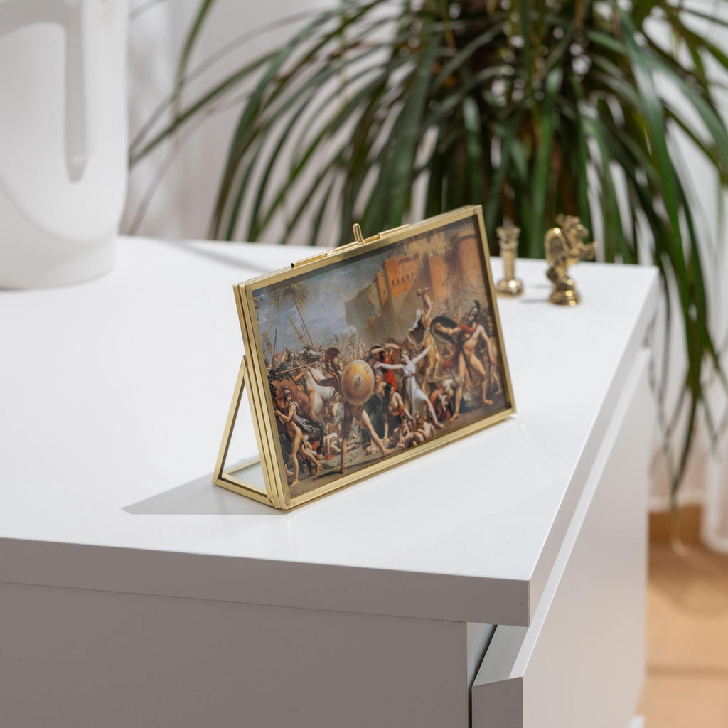 Picture Photo Desktop Tabletop Floating Frame | Desktop | Horizontal | Glass | 6x4 inch | Brass | Gold