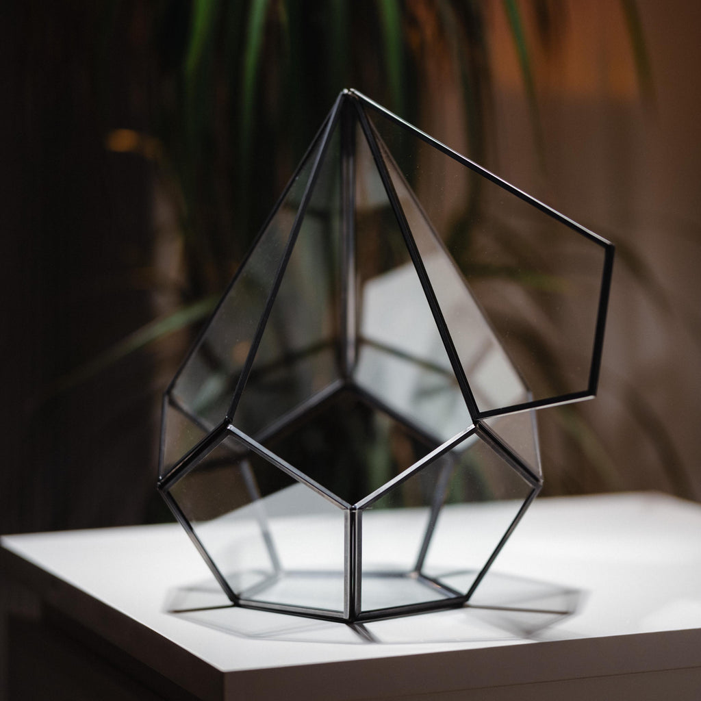 Glass Terrarium | Geometric | Large | Wedding Centerpiece | Card Box | Table Decor | Modern Vase | Container | Black Anthracite