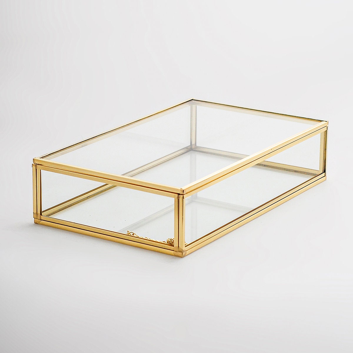 10x6x2"Display Case Glass Photo Box Brass Gold Card Customizable Personalizable Jewelry Wedding Bouquet Keepsake Organizer Christmas Gift