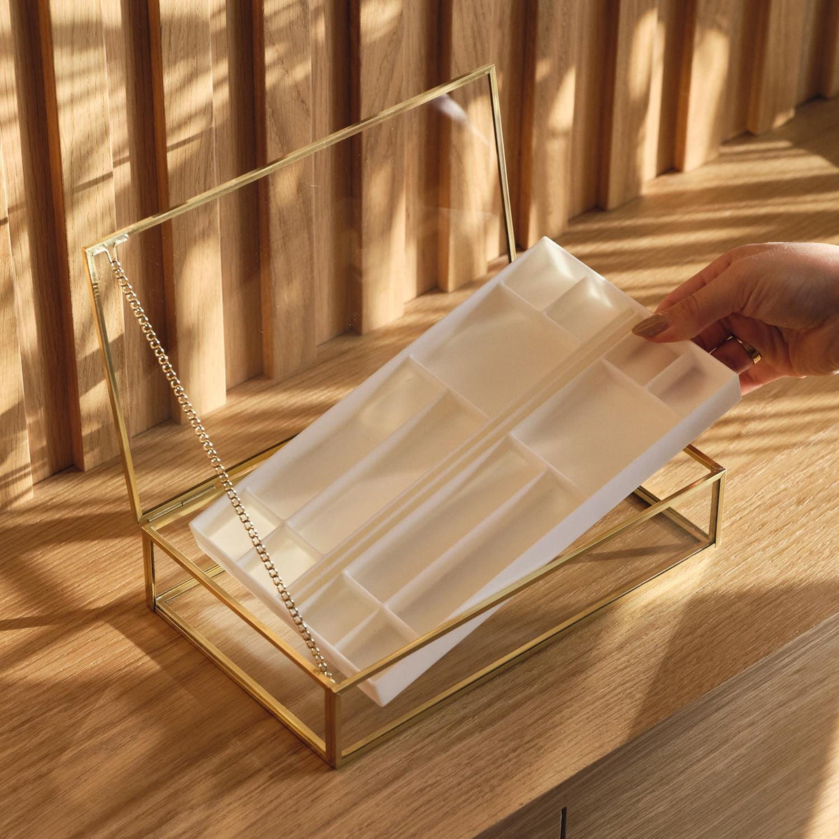 10x6x2" Display Case Glass Brass Gold Customizable Personalizable Jewelry Organizer 3D print