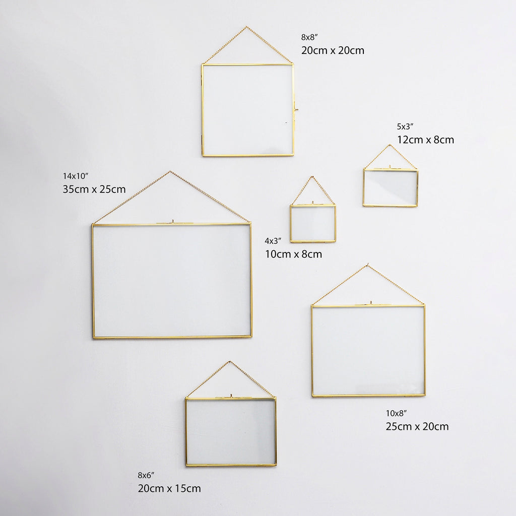 6 PcFloating Glass Frame Brass Gold Wall Hanging Photo Picture Double Bilderrahmen Horizontal Pretty Perfect For Pressed Flower Arrangement