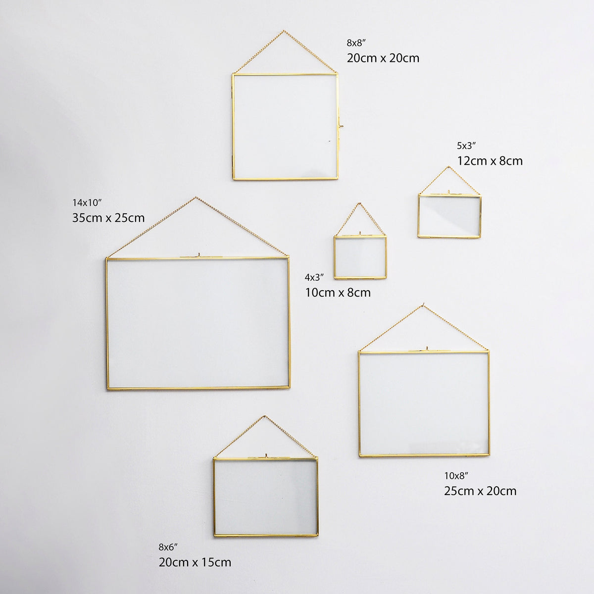 6 PcFloating Glass Frame Brass Gold Wall Hanging Photo Picture Double Bilderrahmen Horizontal Pretty Perfect For Pressed Flower Arrangement