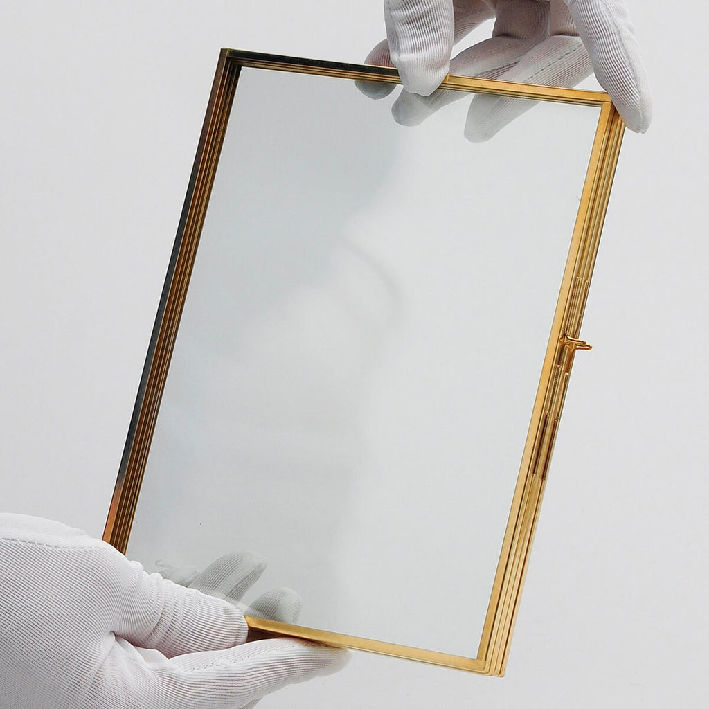 8x6" Floating Glass Frame Brass Desktop Photo Picture Double Tabletop Bilderrahmen Vertical Pretty Perfect For Pressed Flower Arrangement
