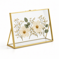 10x8 in brass desktop floating glass frame with pressed flowers
