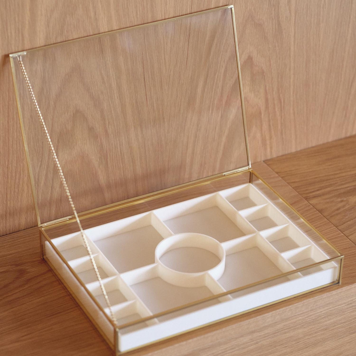 JEWELRY DISPLAY SHOWCASE Box – Unique Handmade Brass Display Case - Minimalist 3D Print Jewelry Organizer Or Box For Gift