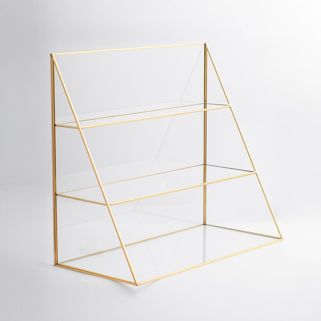 Pen Holder Makeup Jewelry Organizer Box Accessories Gold Brass Glass Wedding Keepsake Geometric Reception 18x16x8" Christmas Gift