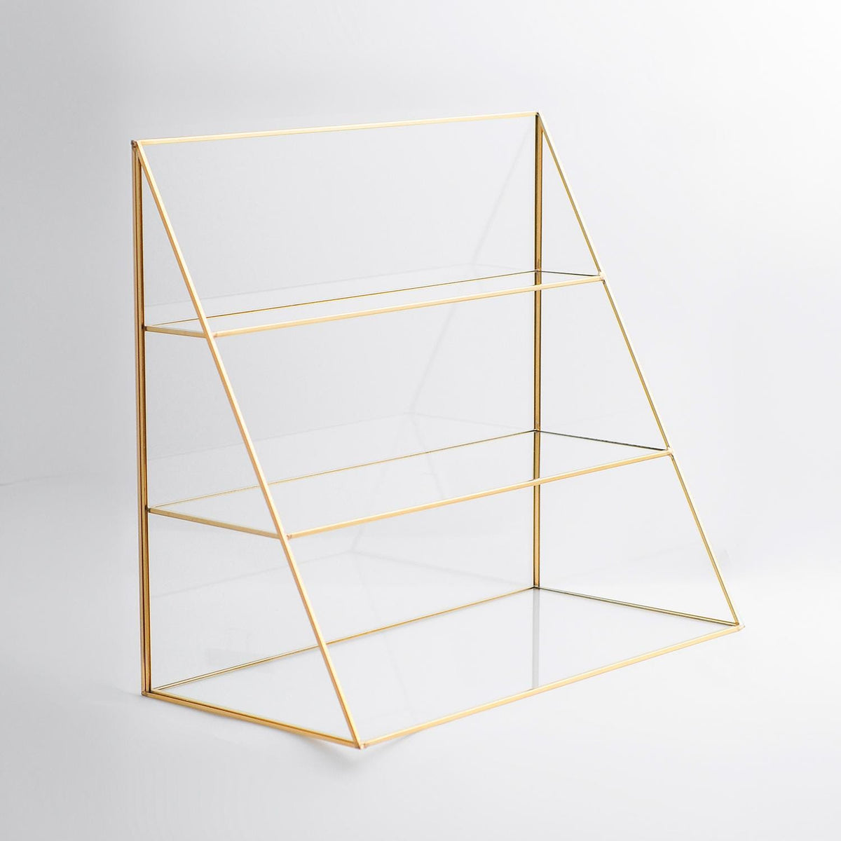 Pen Holder Makeup Jewelry Organizer Box Accessories Gold Brass Glass Wedding Keepsake Geometric Reception 18x16x8" Christmas Gift