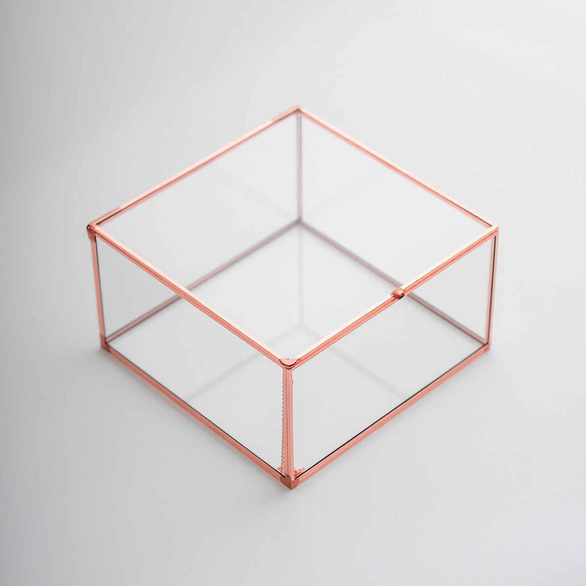 6x6x3" Display Case Glass Photo Box Copper Rose Card Customizable Personalizable Jewelry Wedding Bouquet Keepsake Organizer Christmas Gift