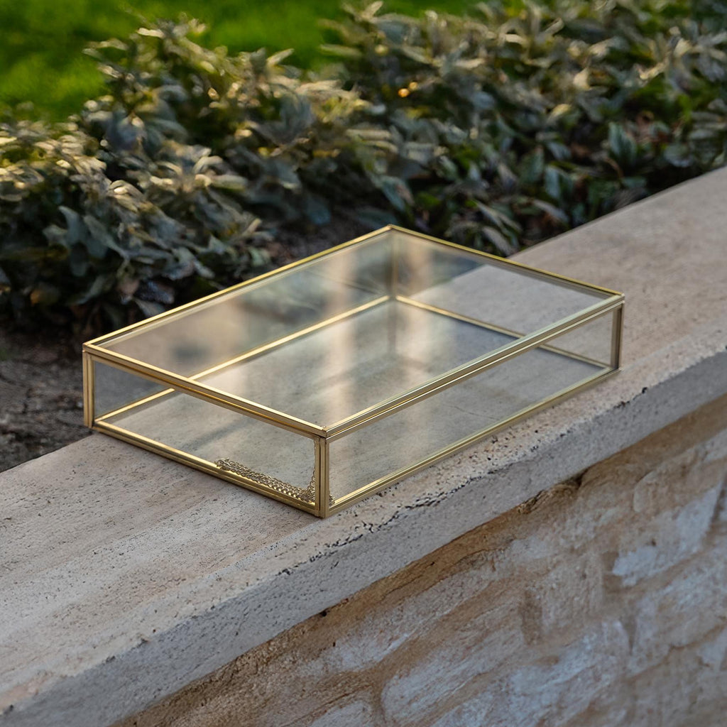 Glass Box Display Case Photo Brass Black Gold Card Customized Personalized Jewelry Wedding Bouquet Keepsake Organizer Christmas Gift