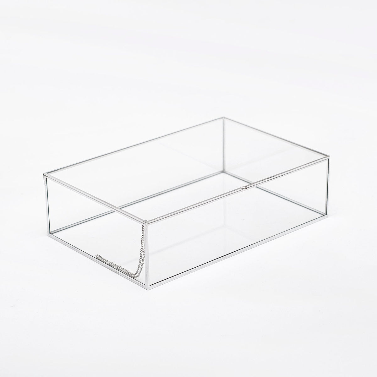 12x8x3" Display Case Glass Photo Box Silver Card Customizable Personalizable Jewelry Wedding Bouquet Keepsake Organizer Christmas Gift