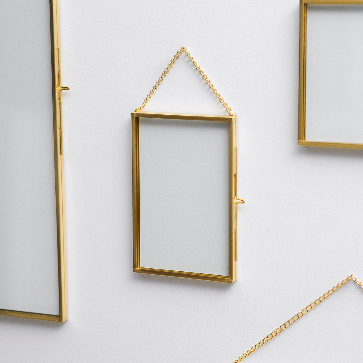 5x3” Floating Glass Frame Brass Gold Wall Hanging Photo Picture Double Bilderrahmen Vertical Pretty Perfect For Pressed Flower Arrangement