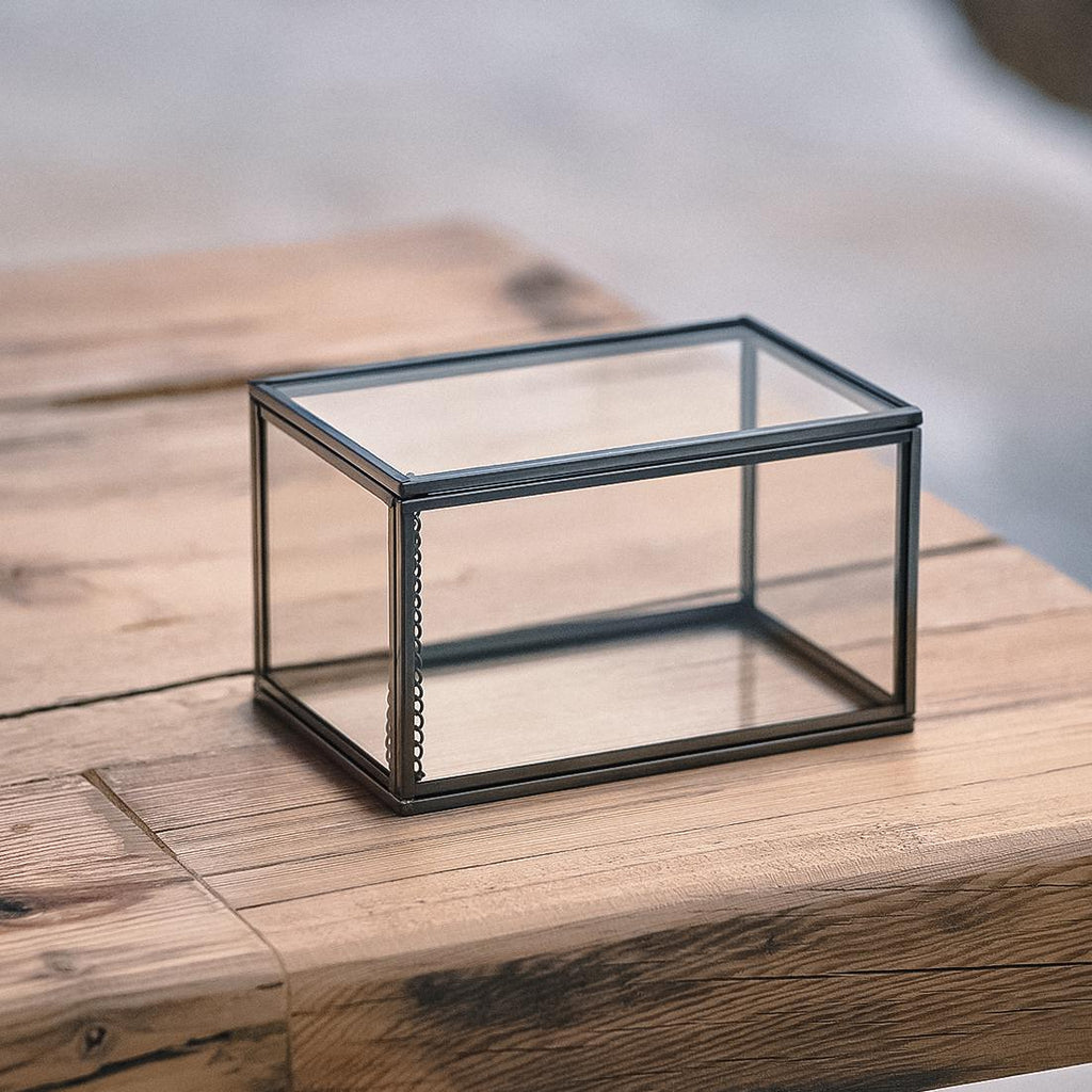 Ring Jewelry Accessories Box Glass Black 6x4x3" Christmas Gift