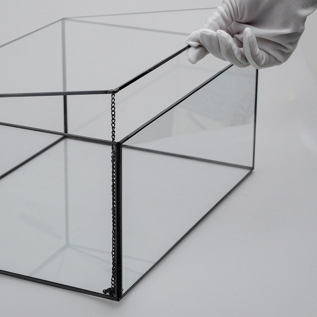 Large Black Glass Box Display Case Photo Anthracite Card Custom Personalized Jewelry Wedding Bridal Bouquet Keepsake Organizer Christmas