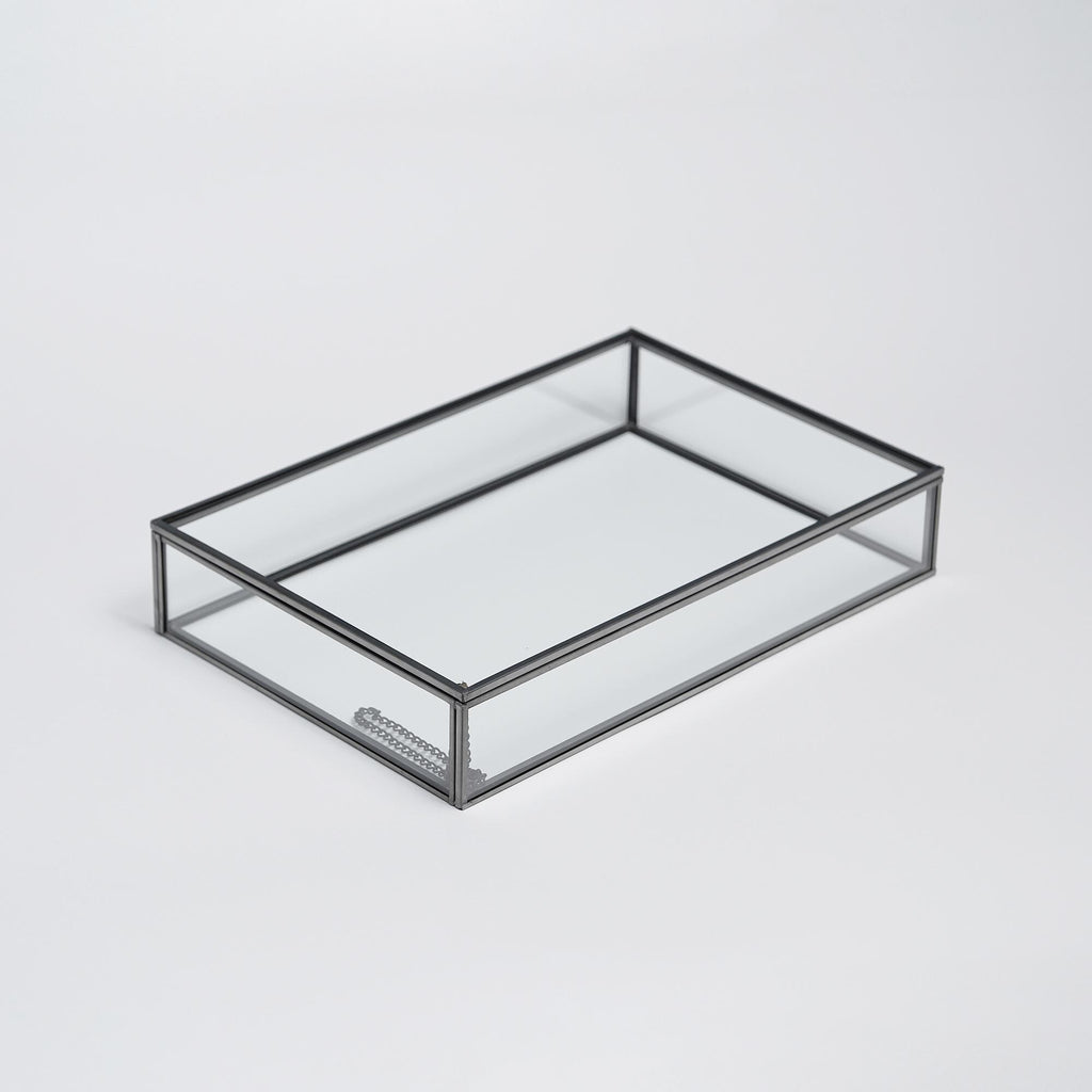 Glass Box Black Anthracite Jewelry Organizer Photo Display Case
