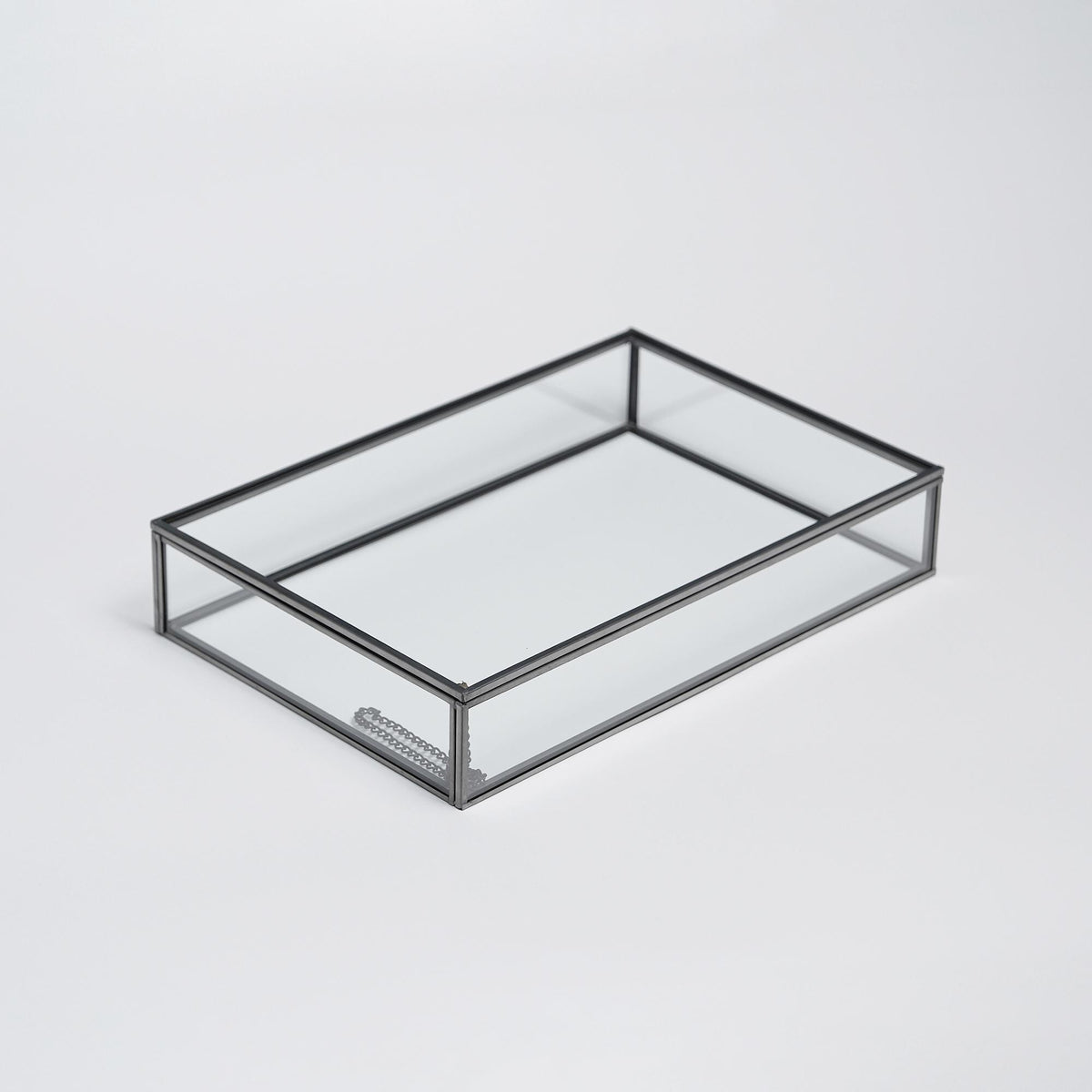 Glass Box Black Anthracite Jewelry Organizer Photo Display Case