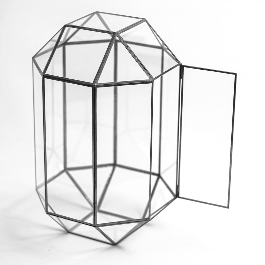 13x8x8" Black Terrarium Containers Geometric Glass Large For Plants Door Garden Succulents Wedding Decor Christmas Gift El Crea Designs