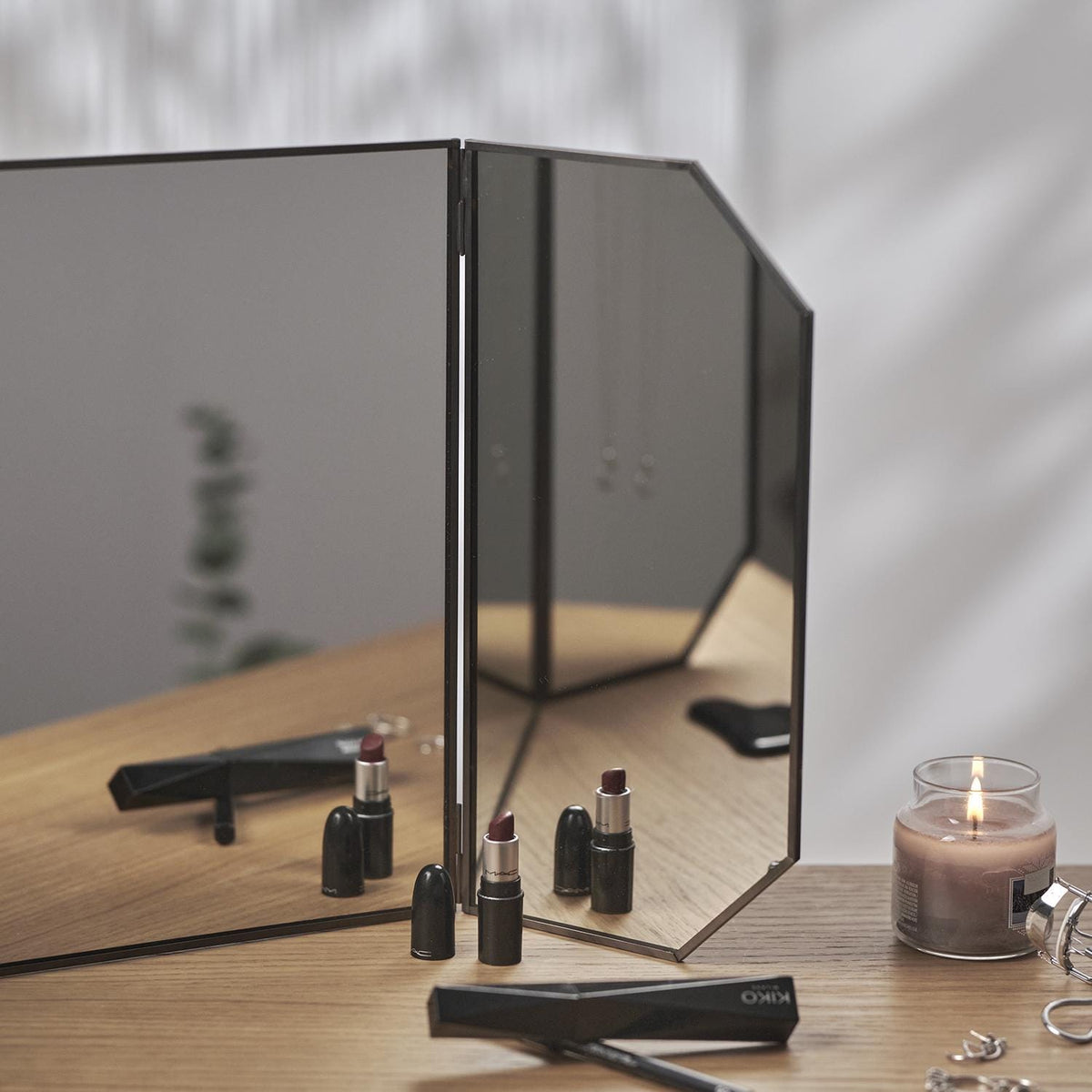 24x12" Vanity Makeup Mirror Anthracite Black Desktop Tabletop Decorative Scandinavian Portable Bedroom Bohemian Modern Decor Christmas Gift
