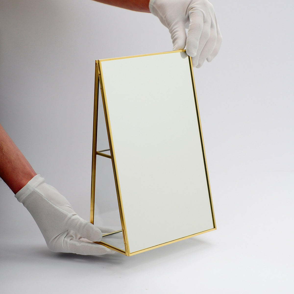 12x8x3" Vanity Makeup Mirror Desktop Brass Gold Organizer
