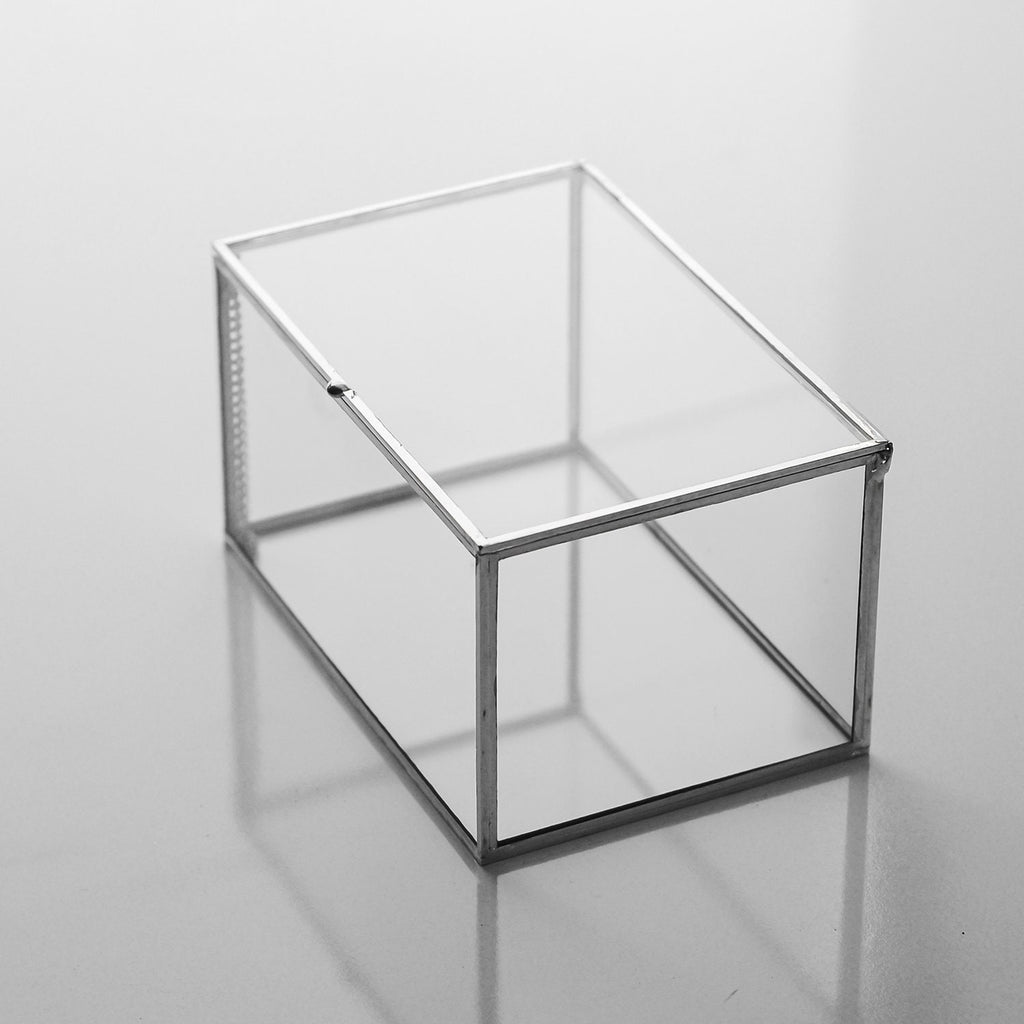Ring Jewelry Accessories Box Glass Silver 6x4x3" Christmas Gift