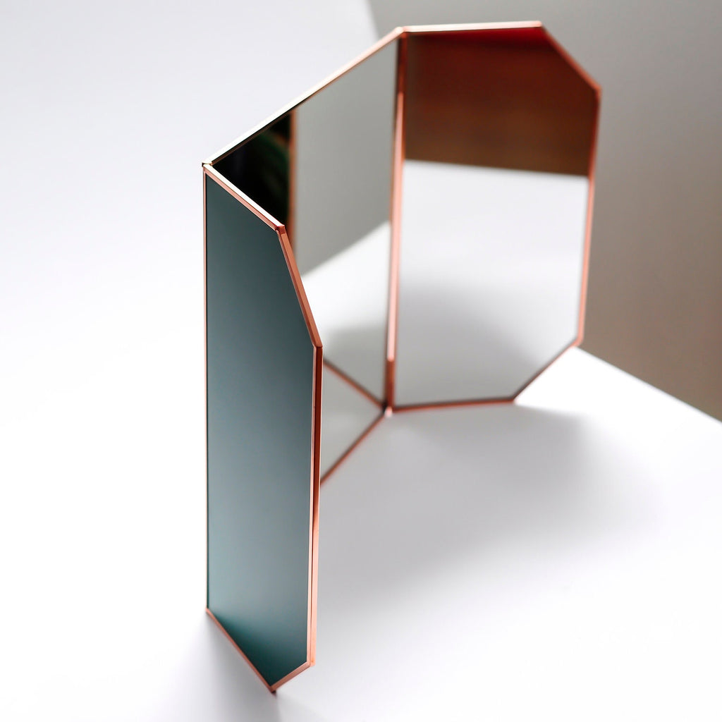 24x12" Vanity Makeup Mirror Copper Rose Gold Desktop Tabletop Decorative Scandinavian Portable Bedroom Bohemian Modern Decor Christmas Gift