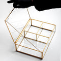 Jewelry Watch Organizer Box Accessories Makeup Gold Brass Glass Wedding Keepsake Geometric Card Reception 12x8x3" Christmas Gift