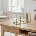 Pen Holder Office Decoration Makeup Organizer Brass Gold Glass Accessories Geometric 8x4x5" Christmas Gift