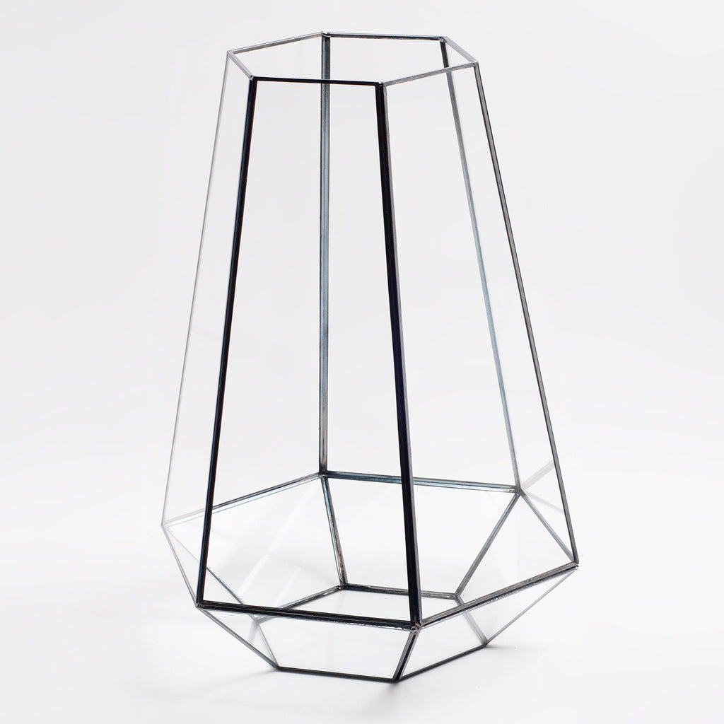 Vase Terrarium Geometric Wedding Containers Black Glass 13x10x10"