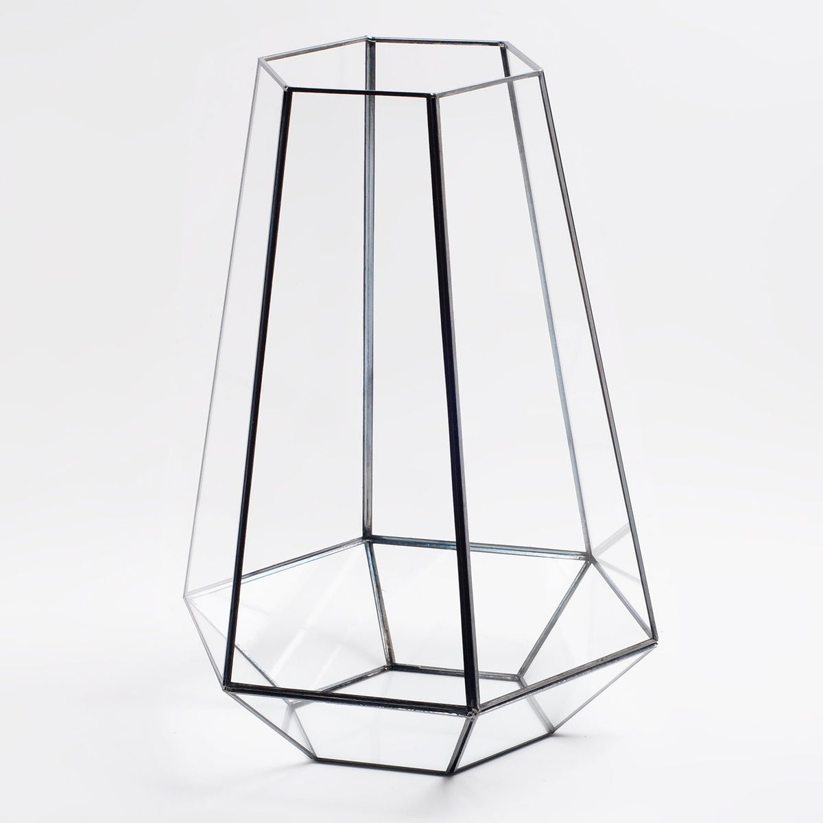 Vase Terrarium Geometric Wedding Containers Black Glass 13x10x10"