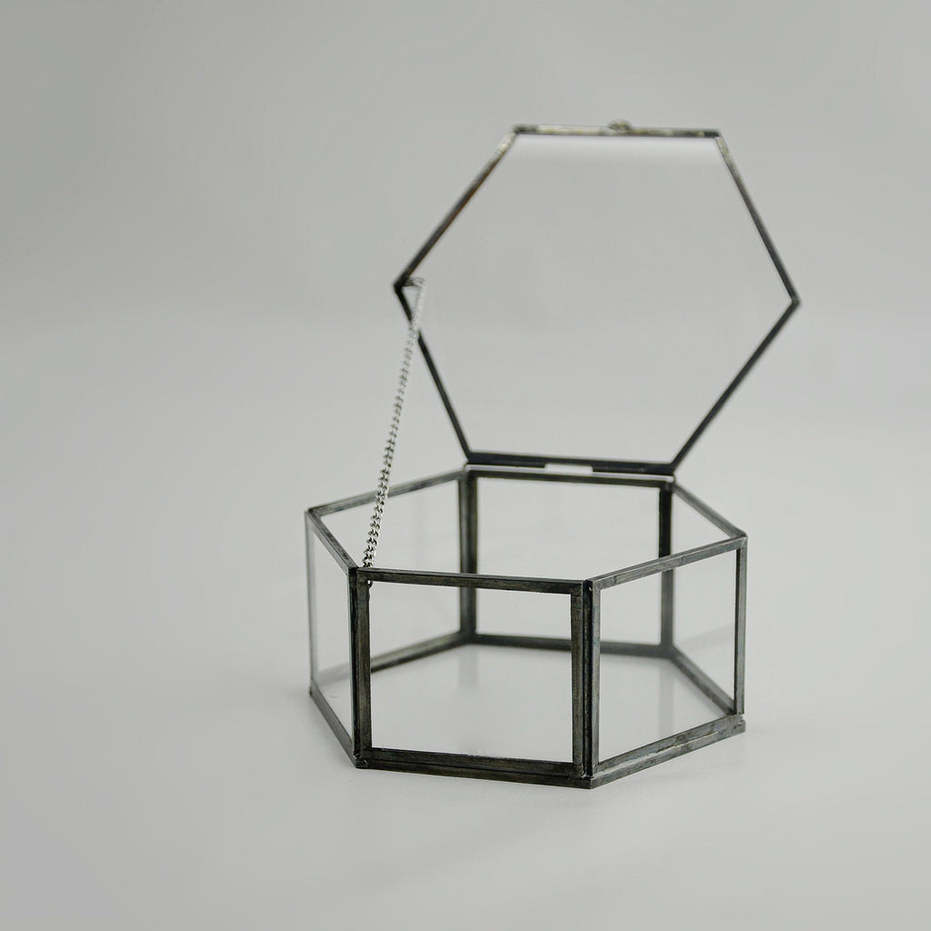 Ring Jewelry Accessories Box Glass Black 5x4x2" Christmas Gift