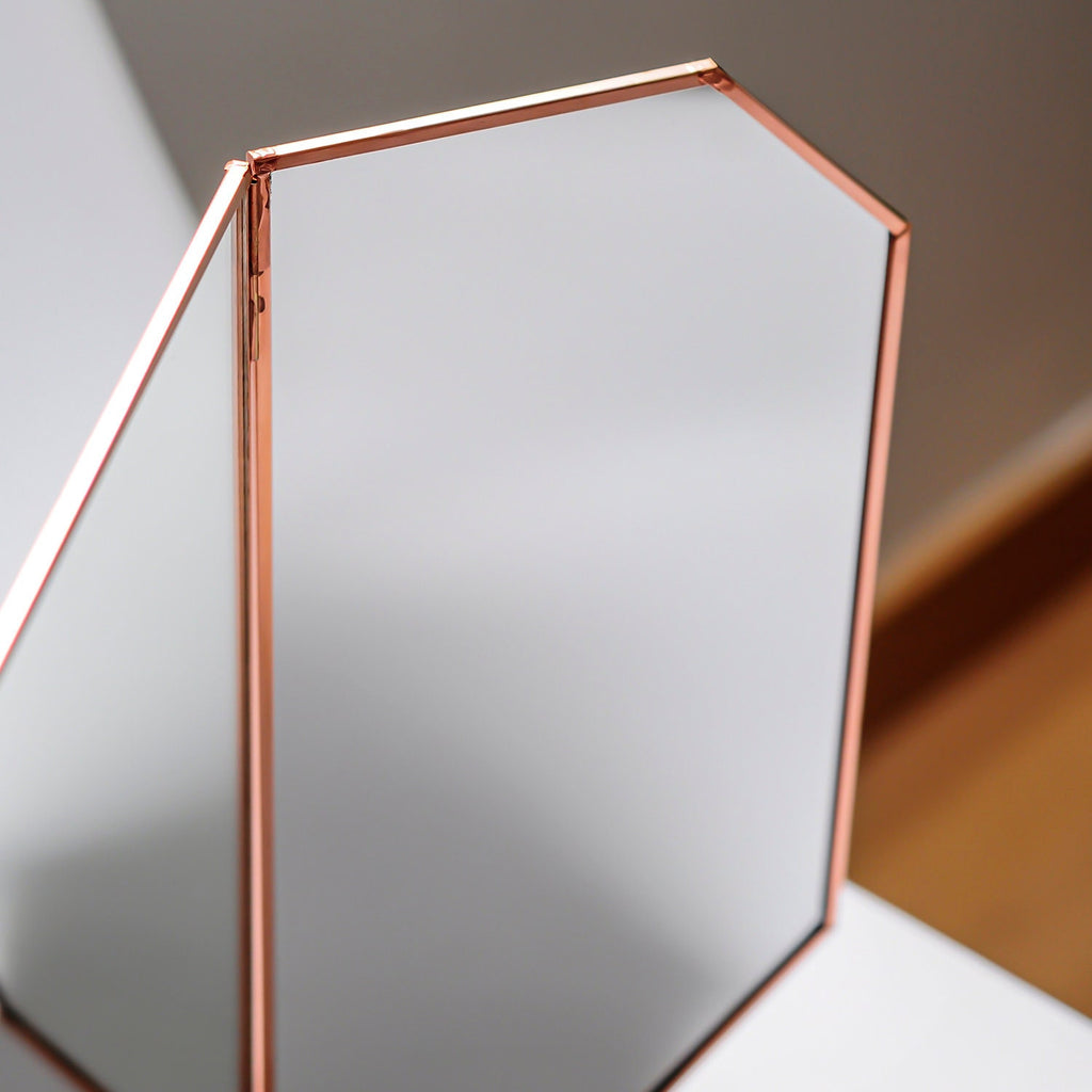 24x12" Vanity Makeup Mirror Copper Rose Gold Desktop Tabletop Decorative Scandinavian Portable Bedroom Bohemian Modern Decor Christmas Gift