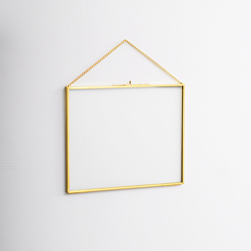 10x8" Floating Glass Frame Brass Gold Wall Hanging Photo Picture Double Bilderrahmen Horizontal Perfect For Pressed Flower Arrangement