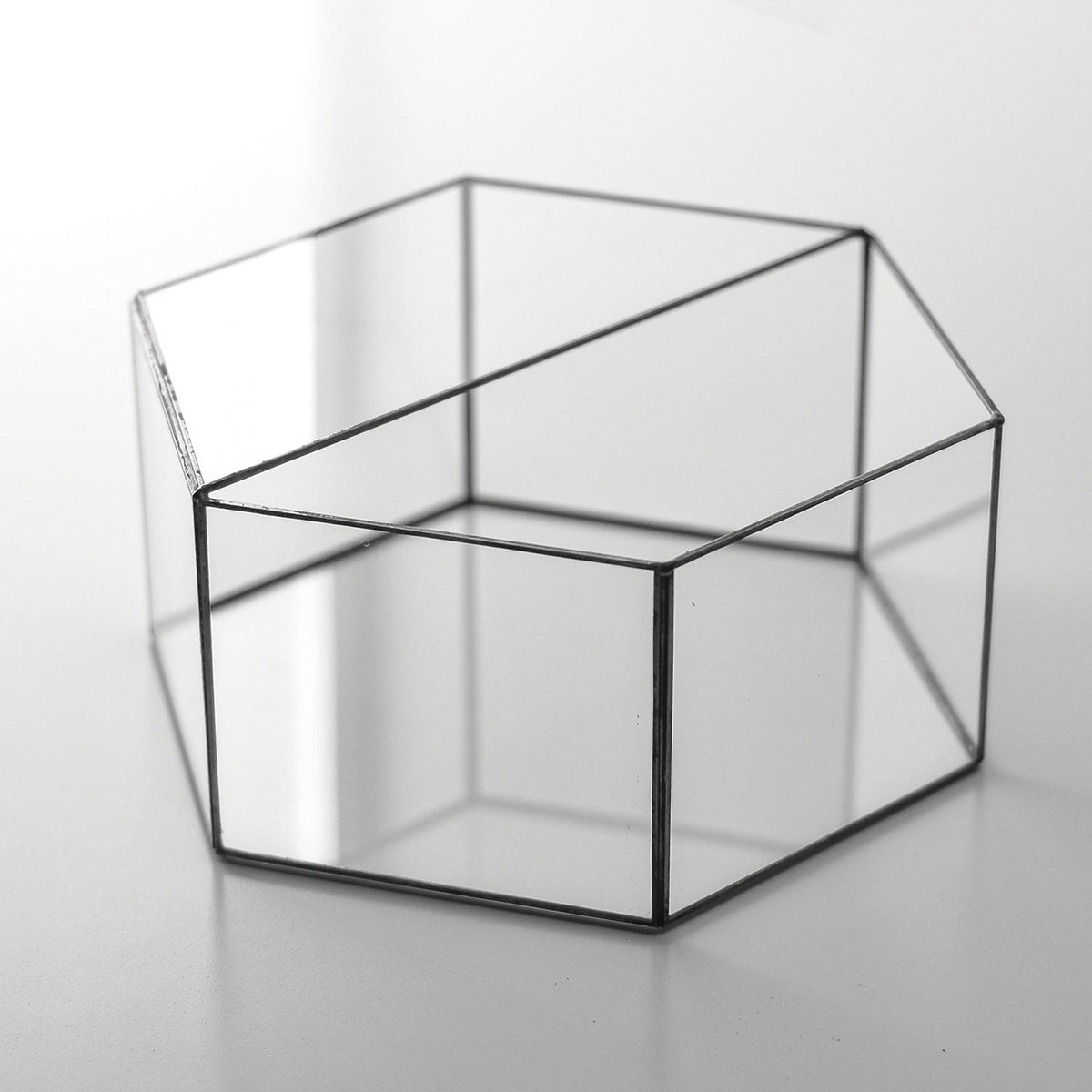 9x8x4" Black Terrarium Containers Geometric Glass Large For Plants Door Garden Succulents Wedding Decor Christmas Gift El Crea Designs