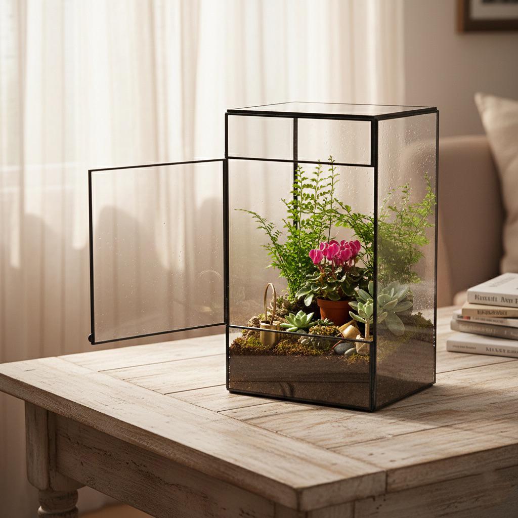 10x6x5" Black Terrarium Containers Geometric Glass Kit Large For Plants Door Garden Succulents Wedding Decor Christmas Gift El Crea Designs