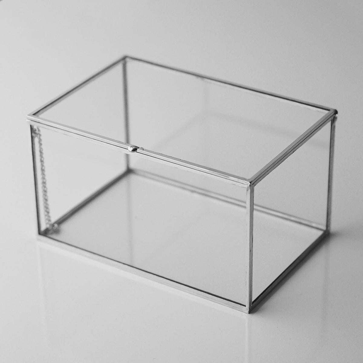 Ring Jewelry Accessories Box Glass Silver 6x4x3" Christmas Gift