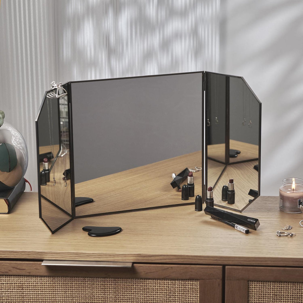 24x12" Vanity Makeup Mirror Anthracite Black Desktop Tabletop Decorative Scandinavian Portable Bedroom Bohemian Modern Decor Christmas Gift
