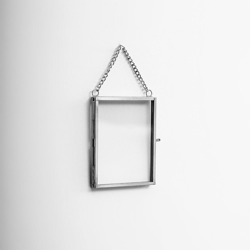 4x3" Floating Glass Frame Silver Wall Hanging Photo Picture Double Bilderrahmen Vertical Pretty Perfect For Pressed Flower Arrangement