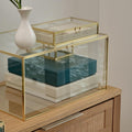 Jewelry Display Case | Glass Showcase Cabinet | Large Counter Stand | Brass Gold | Wedding Accessory Storage Box