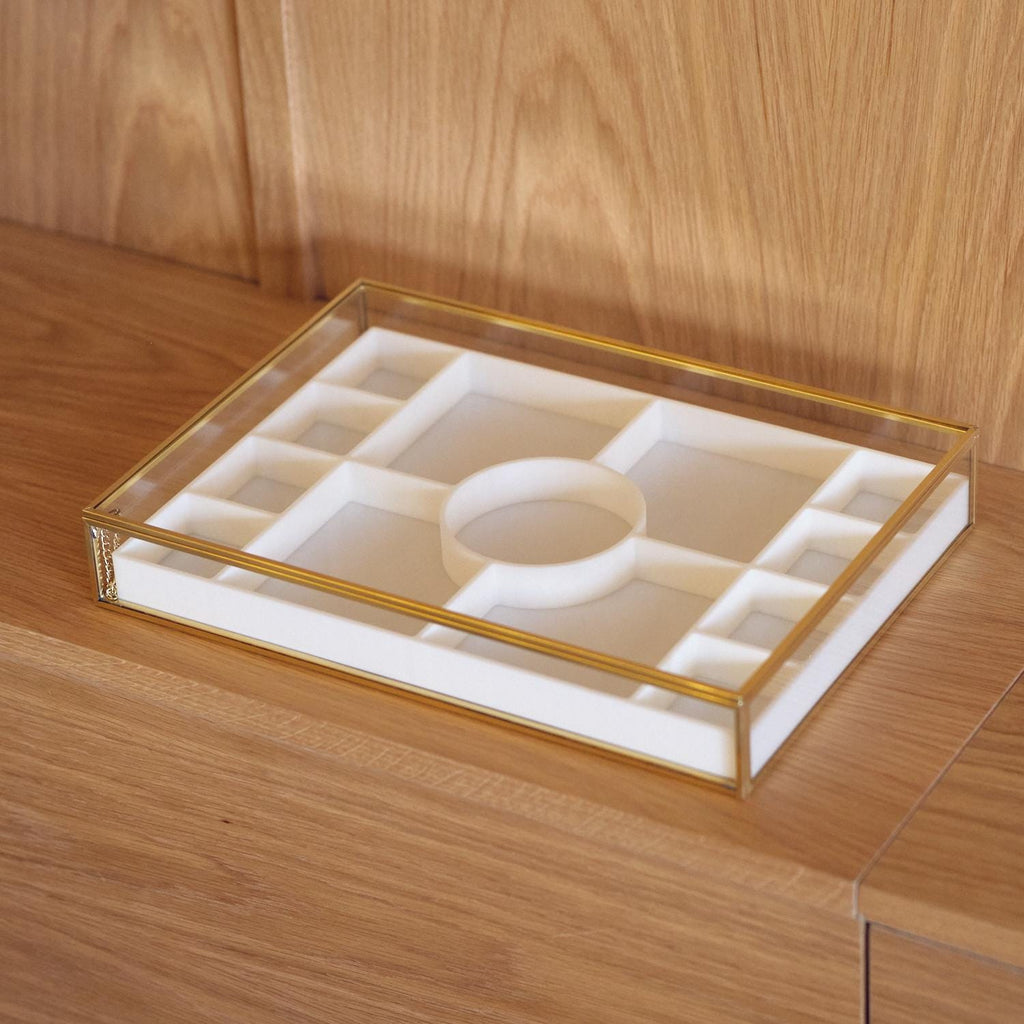 JEWELRY DISPLAY SHOWCASE Box – Unique Handmade Brass Display Case - Minimalist 3D Print Jewelry Organizer Or Box For Gift