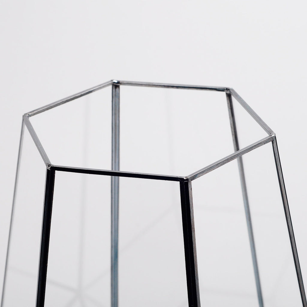 Vase Terrarium Geometric Wedding Containers Black Glass 13x10x10"