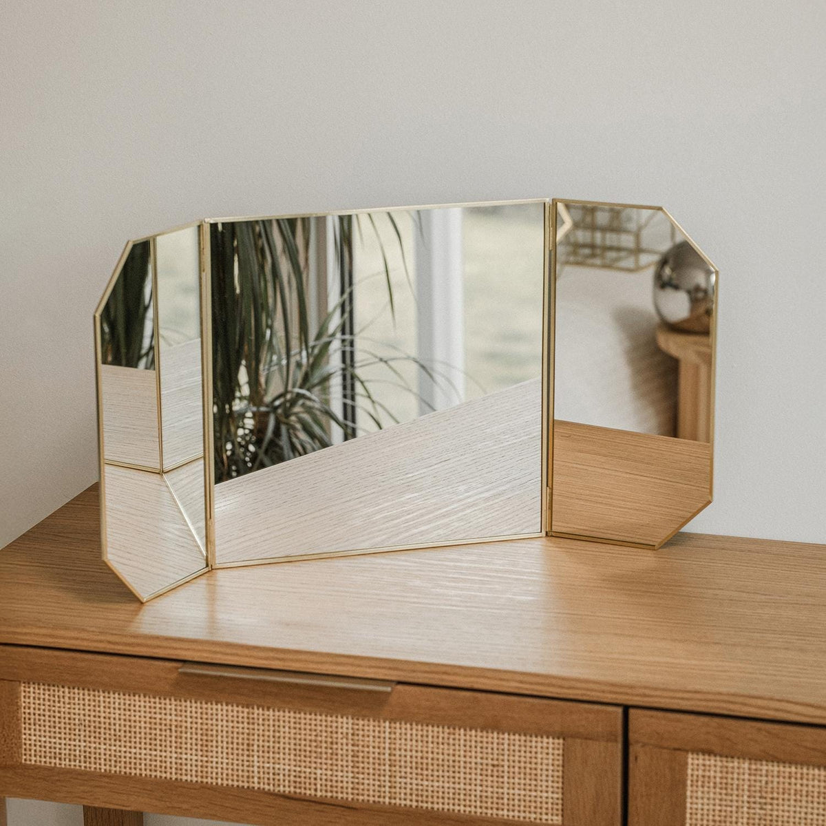24x12" Vanity Makeup Mirror Brass Desktop Tabletop  Desk Gold Decorative Scandinavian Portable Bedroom Bohemian Modern Decor Christmas Gift