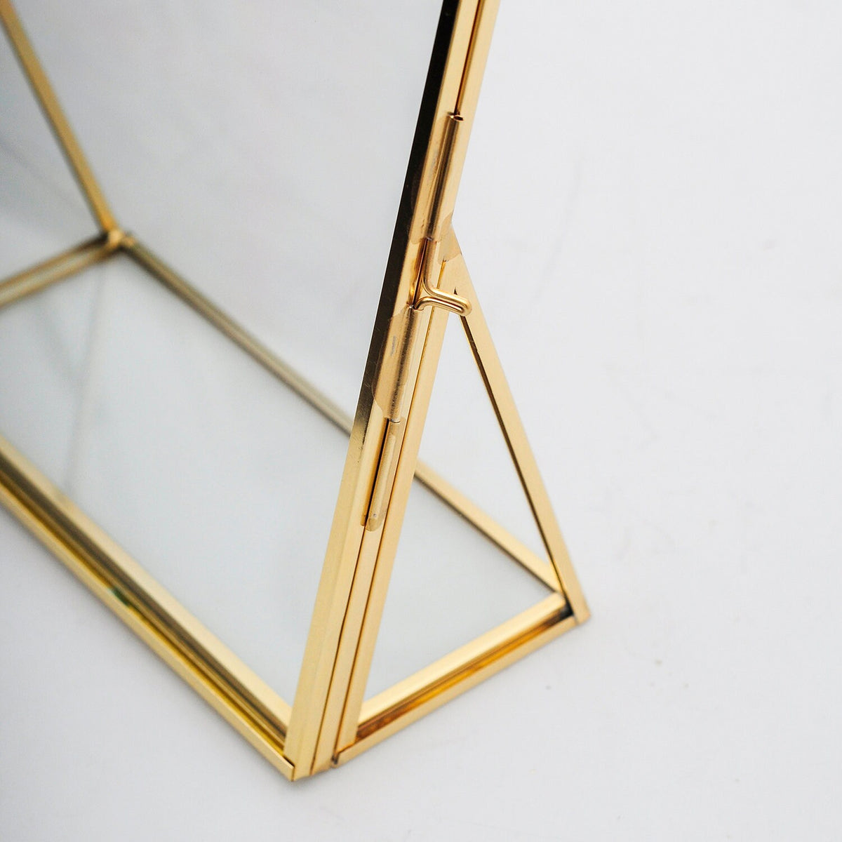8x6" Floating Glass Frame Brass Gold Desktop Photo Picture Double Bilderrahmen Vertical Pretty Perfect For Pressed Flower Arrangement