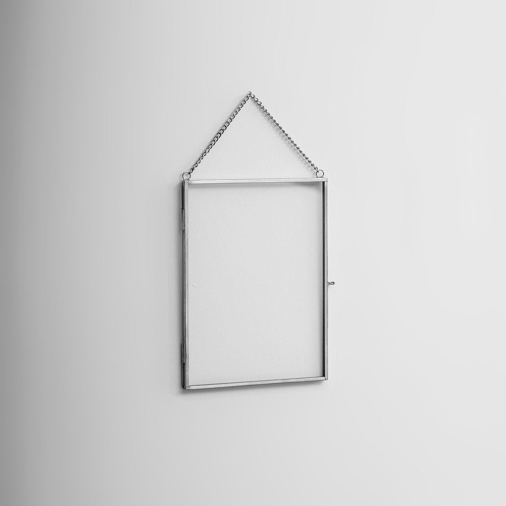 8x6" Floating Glass Frame Silver Wall Hanging Photo Picture Double Bilderrahmen Vertical Pretty Perfect For Pressed Flower Arrangement