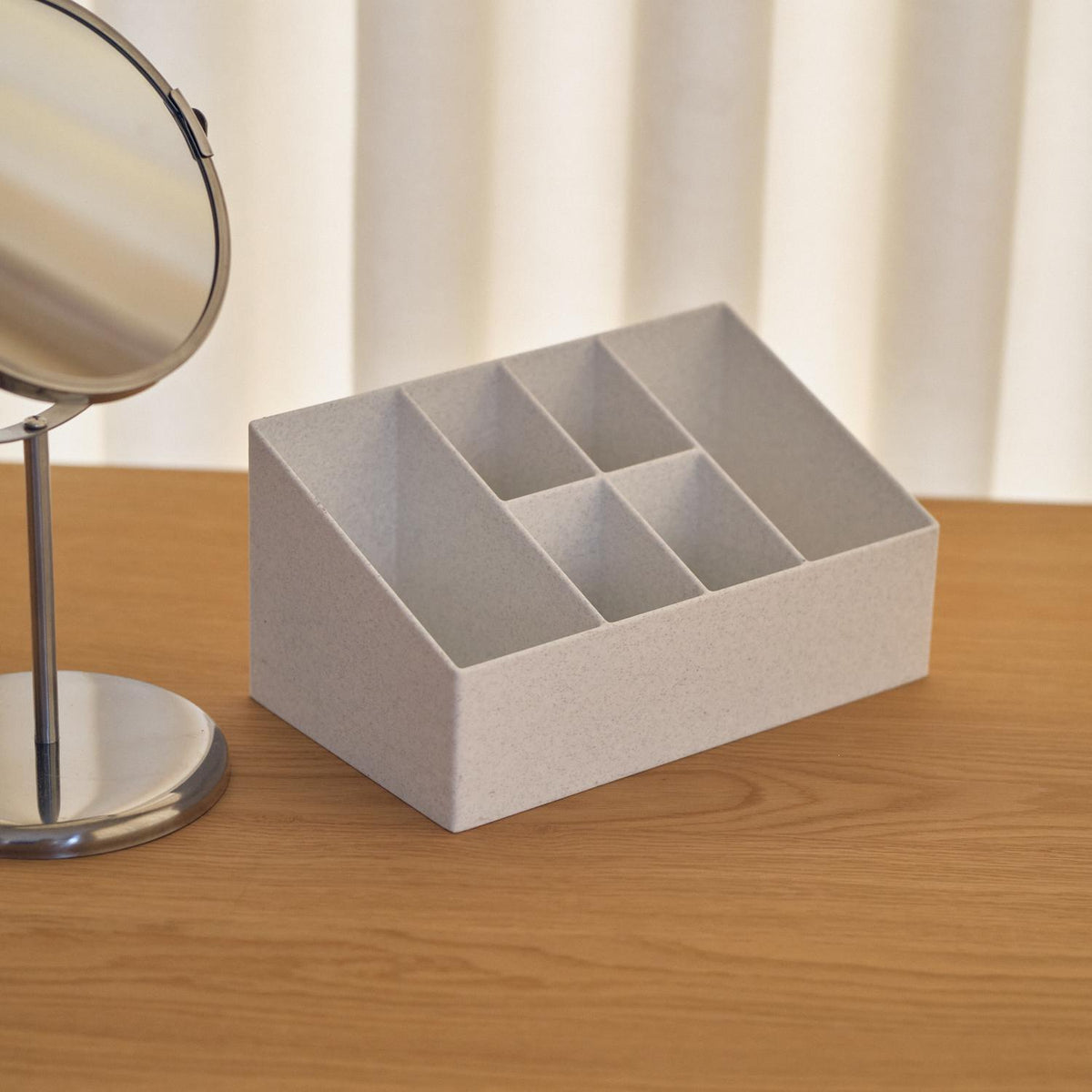 3D Printed Marble Makeup Organizer, PLA Vanity Storage, Angled Cosmetic and Skincare Holder, Minimal Desk Organizer
