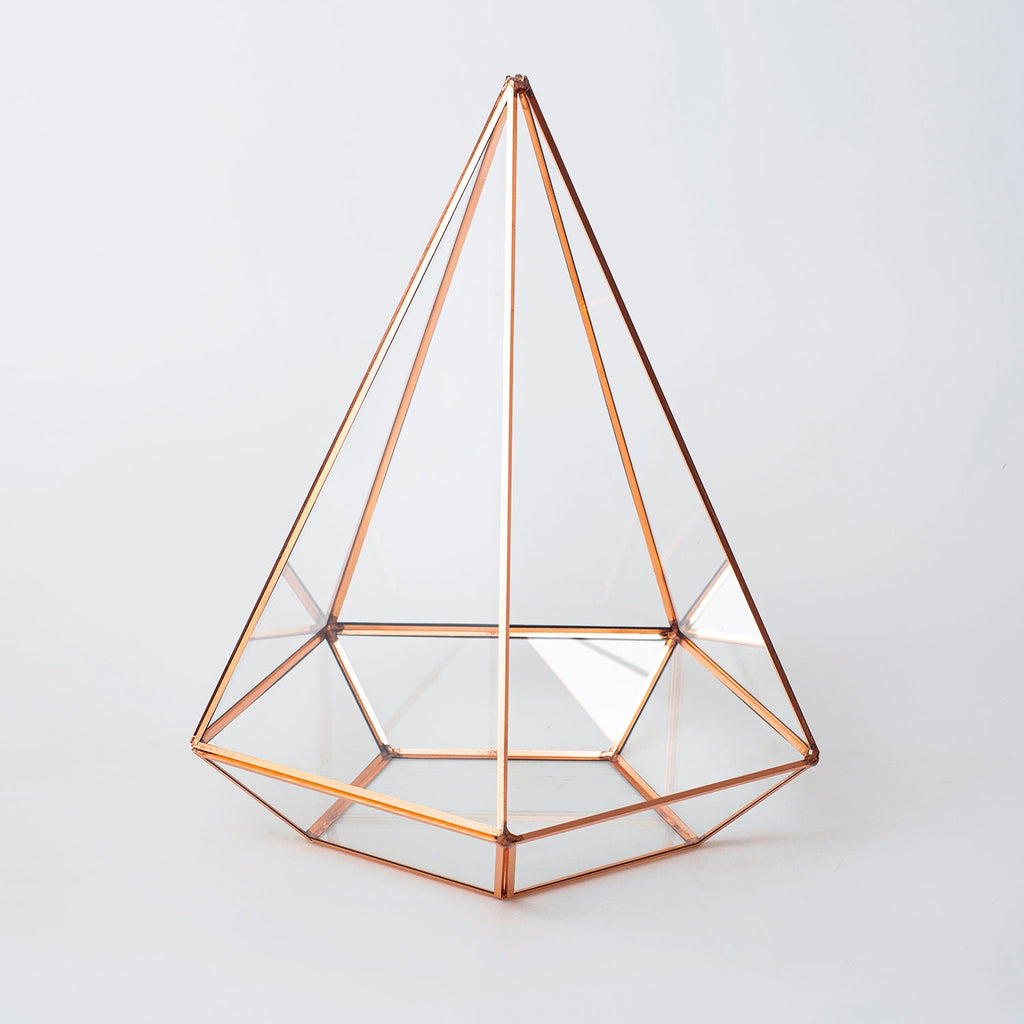 10x8x8" Copper Rose Terrarium Containers Geometric Glass Large Plants Door Garden Succulents Wedding Decor Christmas Gift El Crea Designs