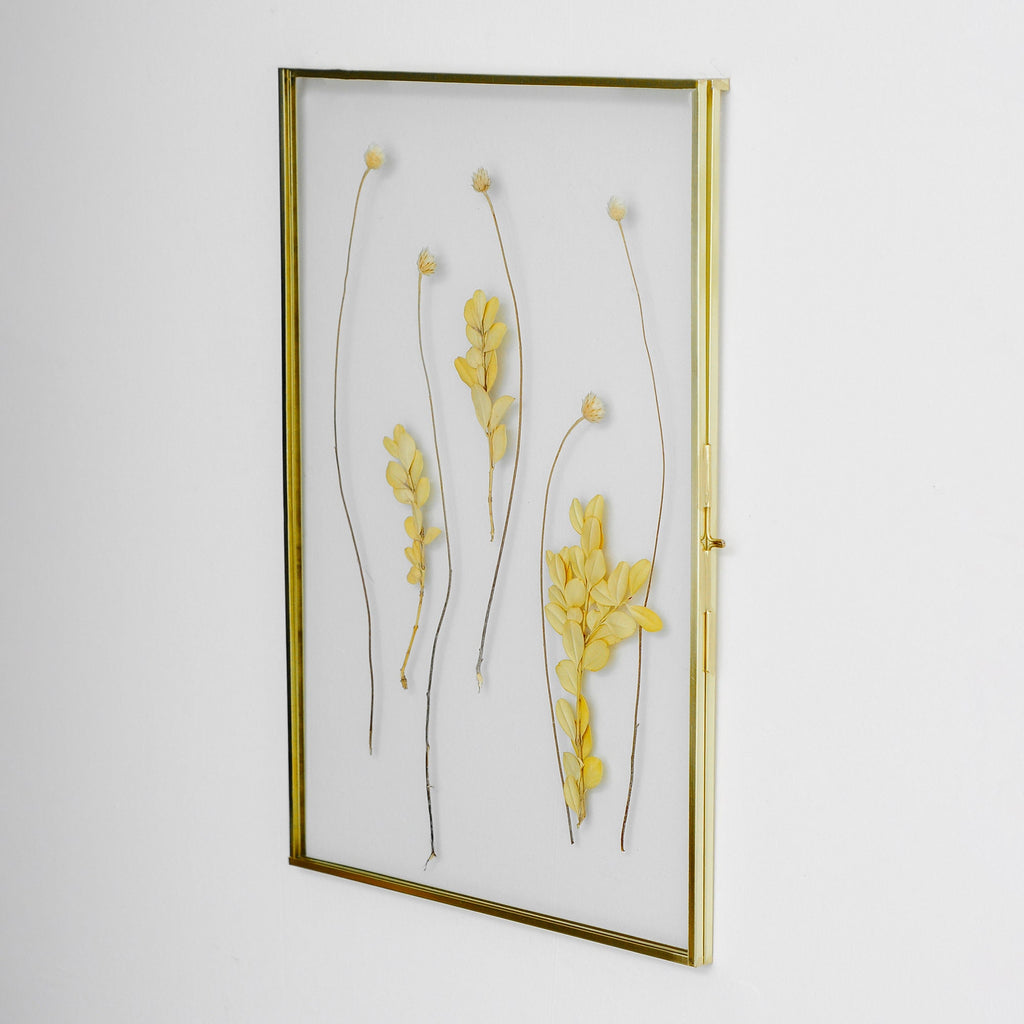 Floating Glass Frame Brass Gold Wall Hanging Photo Picture Double Bilderrahmen Vertical Pretty Perfect For Pressed Flower Arrangement